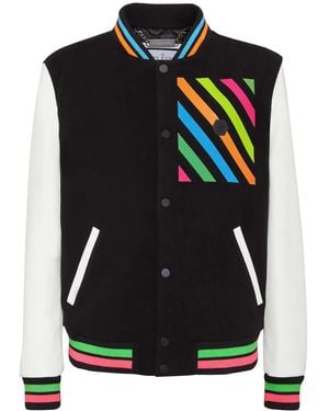 Philipp Plein Logo-Appliqué Wool Jacket - Black