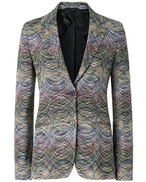 Missoni Zigzag-Knit Blazer - Grey