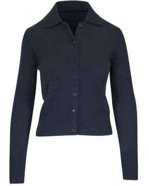 LeKasha Fraga Button Collared Cardigan - Blue