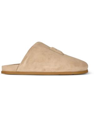 Givenchy Puffy Logo-Patch Suede Mules - Natural