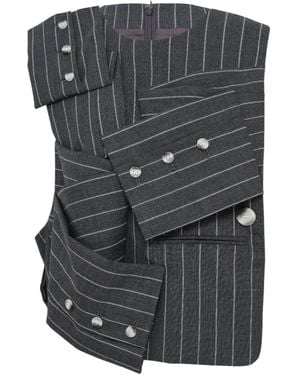 Enfold Striped Button Top - Grey