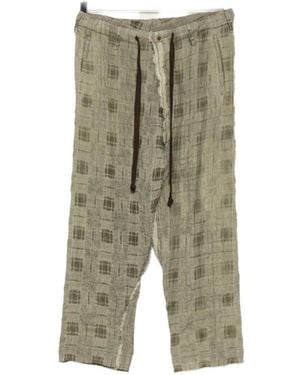 Uma Wang Check-Pattern Drawstring Pants - Green