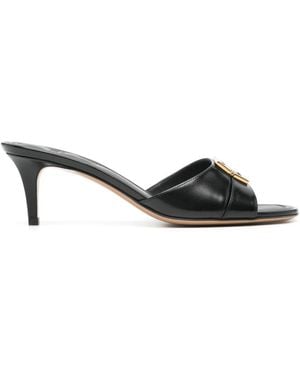 Fendi Ffold Leather Mules - Black