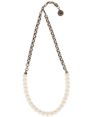 Ermanno Scervino Faux Pearl-Embellished Chain-Link Necklace - White