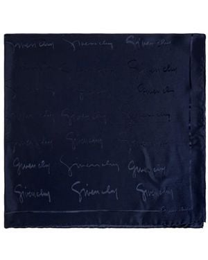 Givenchy Logo-Print Silk Scarf - Blue