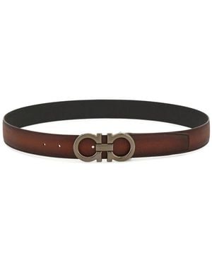 Ferragamo Reversible Gancini Belt - White