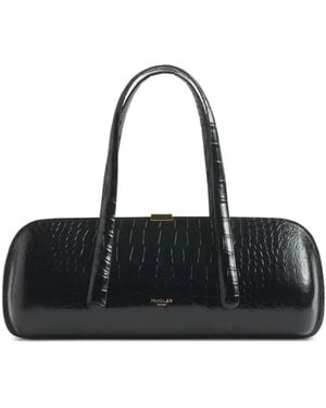 Mugler Croc-Effect Aurora Bag - Black