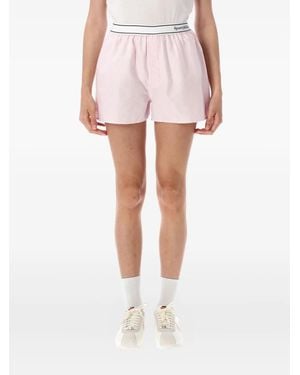 Sporty & Rich Short Rayé Serif Logo Oxford Boxer - Rose