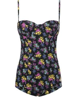 Dolce & Gabbana Floral-Print Swimsuit - Black