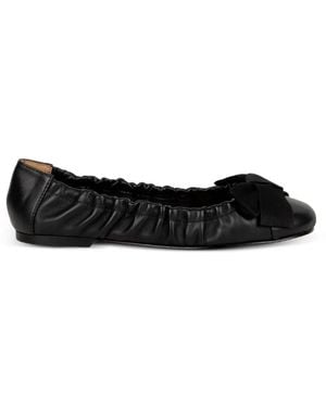 Status Ribbon-Detail Ballet Flats - Black