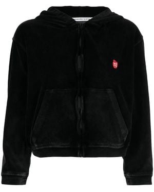Alexander Wang Fluwelen Hoodie Met Rits En Logo-Applicatie - Zwart