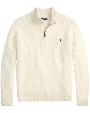 Polo Ralph Lauren Cable-Knit Quarter-Zip Jumper - White