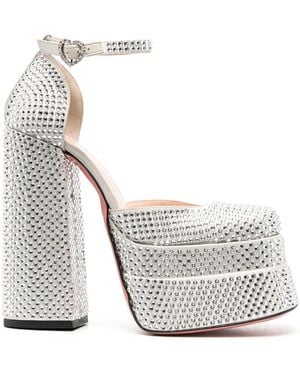 Vivetta Crystal-Embellished Platform Court Shoes - White