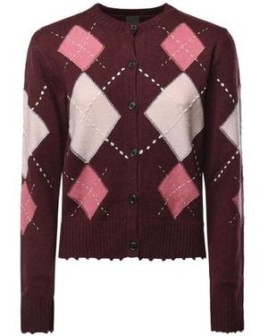Pinko Cardigan Boutonné À Motif Losanges - Rouge