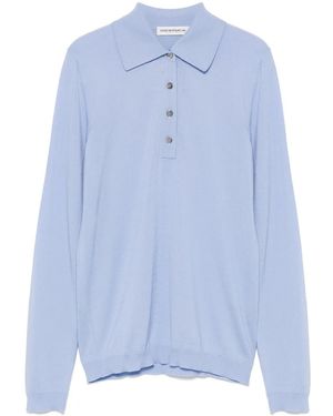 GOES BOTANICAL Fine-Knit Polo Top - Blue