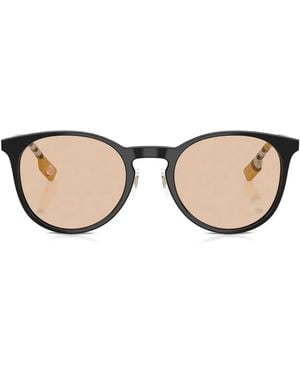 Burberry Check-Print Round-Frame Sunglasses - Natural