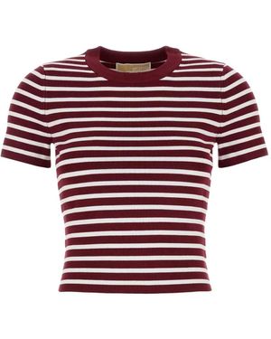 MICHAEL Michael Kors Stripe Rib-Knit T-Shirt - Red
