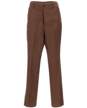 Laneus Button Pressed Trousers - Brown