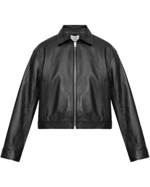 Maison Kitsuné クロップド レザージャケット - ブラック