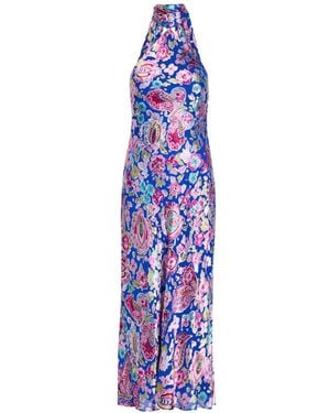 RIXO London Hayley Floral Midi Dress - Purple