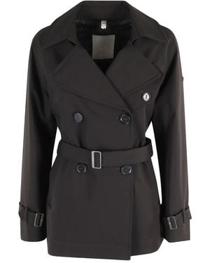 DUNO Belted Double-Breasted Trench Coat - Black
