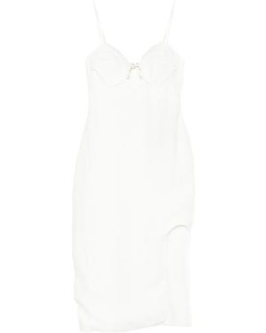 FARM Rio Shell-Detail Bodice Pearl Midi Dress - White