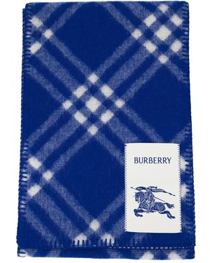 Burberry Check Wool Scarf - Blue