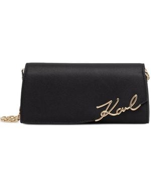KARL LAGERFELD Logo-Plaque Crossbody Bag - Black