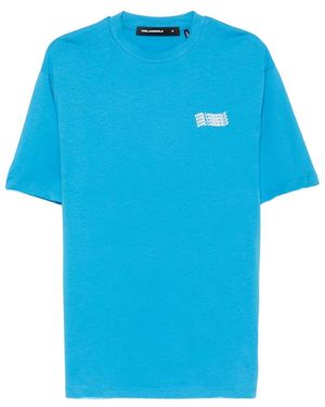 KARL LAGERFELD T-Shirt À Logo Imprimé - Blue