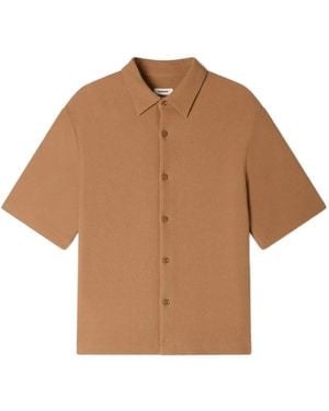 Sandro Textured Shark Collar Shirt - Brown