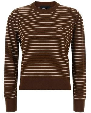A.P.C. Striped Sima Jumper - Brown