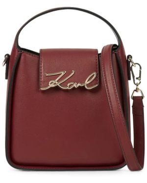 KARL LAGERFELD Small K/Signature Crossbody Bag - Red
