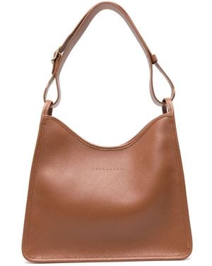 Longchamp Le Foulonné Hobo レザーバッグ M - ブラウン