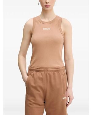 Barrow Ribbed Logo-Print T-Shirt - Natural