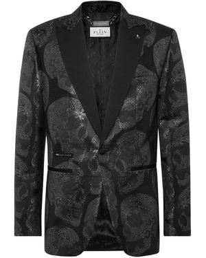 Philipp Plein Jacquard-Sakko Mit Totenkopf - Schwarz