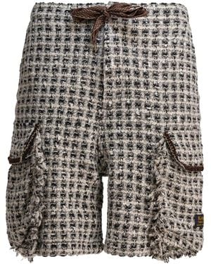 Kapital Drawstring-Waist Tweed Shorts - Gray