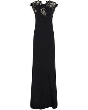 Ferragamo Robe Longue À Détails En Dentelle - Noir