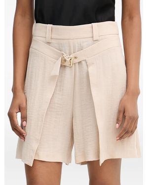 SIMONA CORSELLINI Buckled Pleated Shorts - Natural