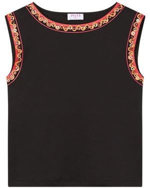 PUCCI Cotton T-Shirt With Printed Detail - Black