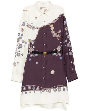 Versace Chemisier Corto Con Cintura - Viola
