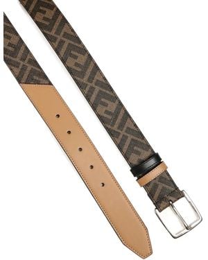 Fendi Monogram Leather Belt - Metallic