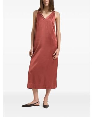 Peserico V-Neck Midi Dress - Red