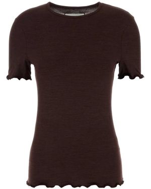 Jil Sander Ruffled-Sleeve T-Shirt - Brown