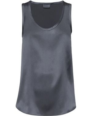 Brunello Cucinelli Stretch-Silk Satin Tank Top - Gray