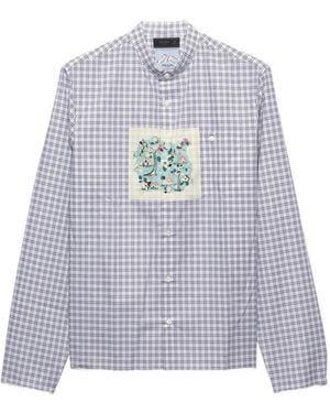 Prada Check-Pattern Pocket Shirt - White