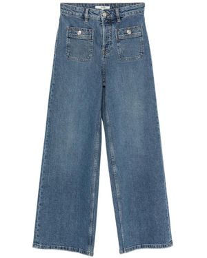 Maje Patch-Pocket Straight-Leg Jeans - Blue