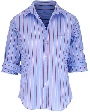 Frank & Eileen Barry Striped Cotton Shirt - Blue