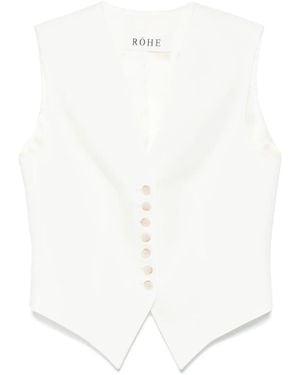 Rohe Chaleco de lana virgen con botones - Blanco