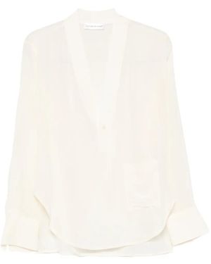 Victoria Beckham Blusa Con Cuello En V - Blanco