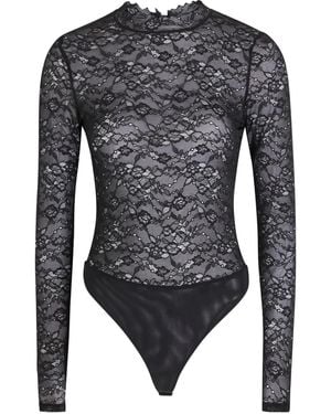 Alice + Olivia Lace long-sleeve bodysuit - Grau